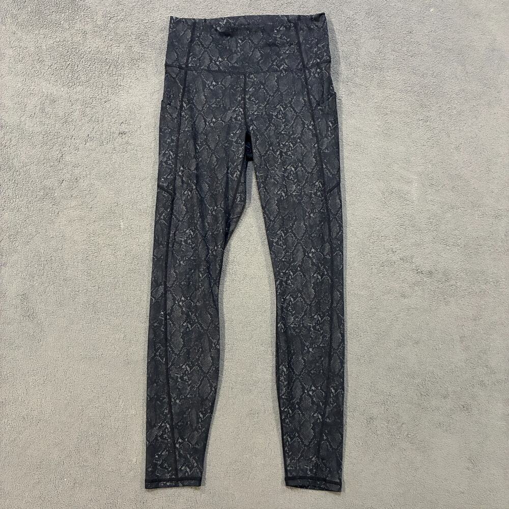 Fabletics PureLuxe Black Snakeskin High Waisted Pockets Leggings Women's Size M